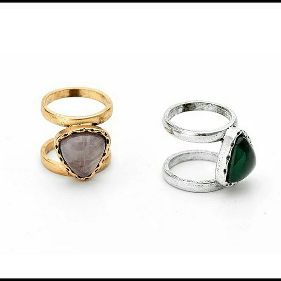 ππHPπLAST ONE! Stone midi ring silver /emerald - Picture 6 of 8